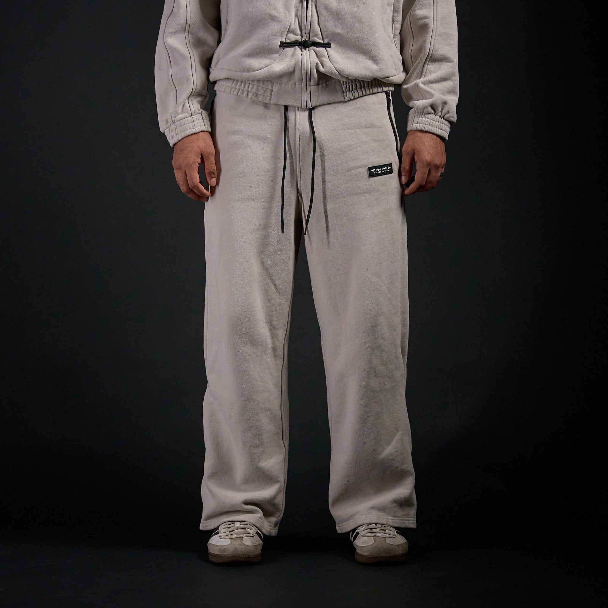 Warmup Pants in TWILIGHT bone, front view on model | Village Hidden in Iron
