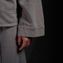 Haori Hoodie in DARKSIDE charcoal grey, close-up of sleeve cuff | Village Hidden in Iron