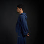 Haori Hoodie in MIDNIGHT navy, side profile on model | Village Hidden in Iron