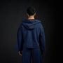 Haori Hoodie in MIDNIGHT navy, back view on model | Village Hidden in Iron