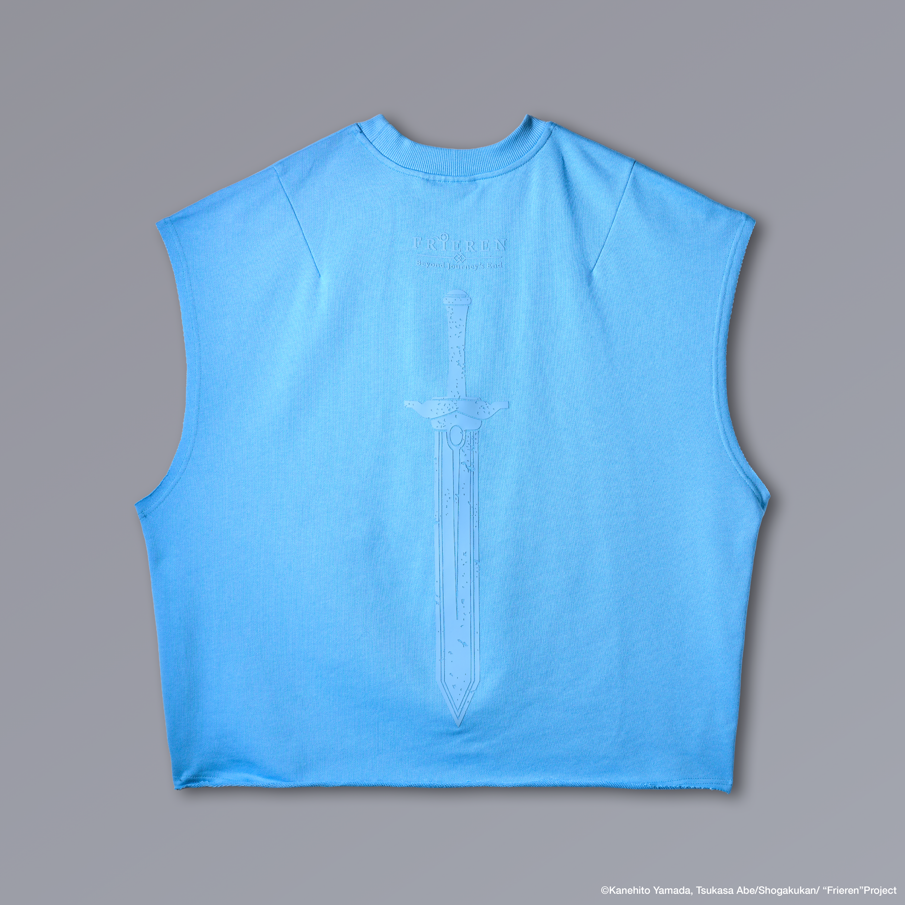 HIMMEL Cutoff Tanktop with Frieren artwork, raw-edge cropped French terry