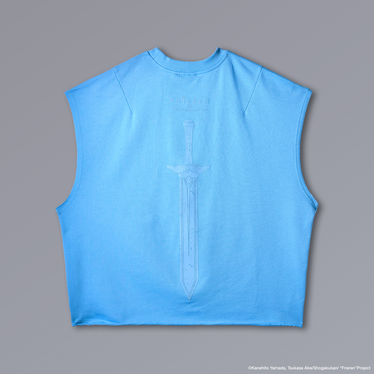HIMMEL Cutoff Tanktop with Frieren artwork, raw-edge cropped French terry