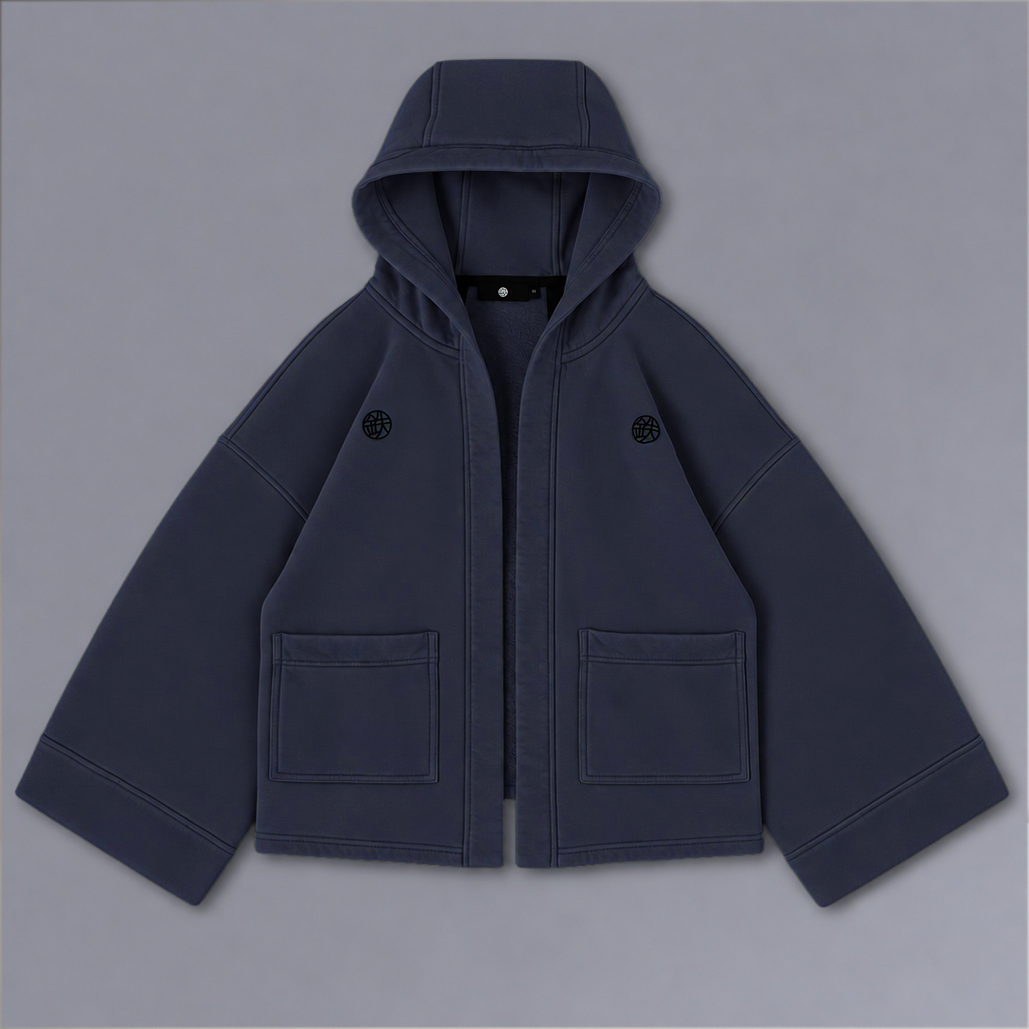 Haori Hoodie in MIDNIGHT navy, flat lay | Village Hidden in Iron