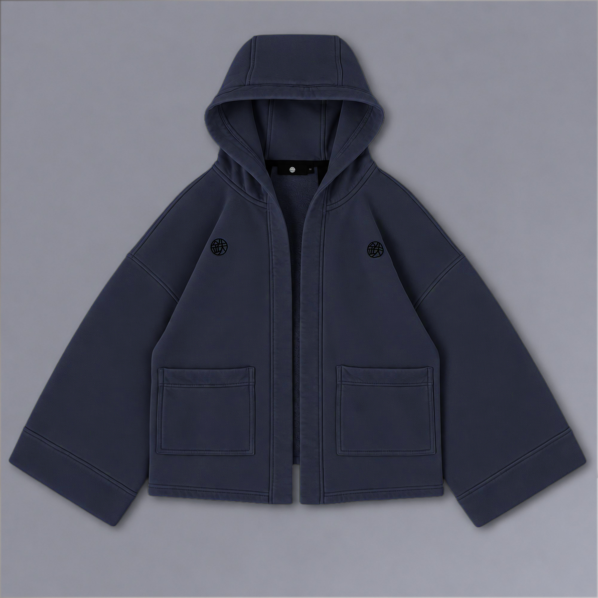 Haori Hoodie in MIDNIGHT navy, flat lay | Village Hidden in Iron
