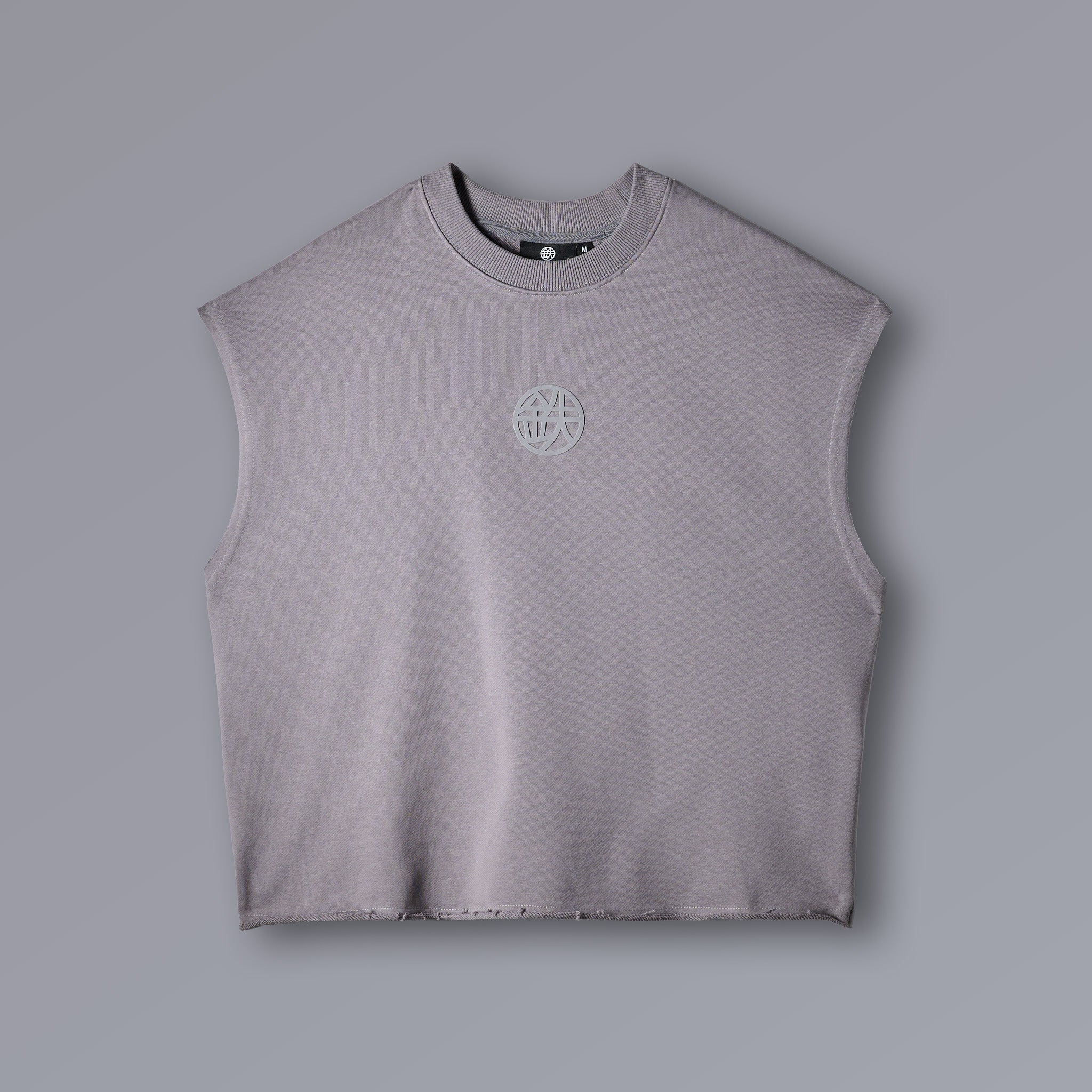 ASH Cutoff Tanktop in ash grey French terry, raw-edge cropped fit