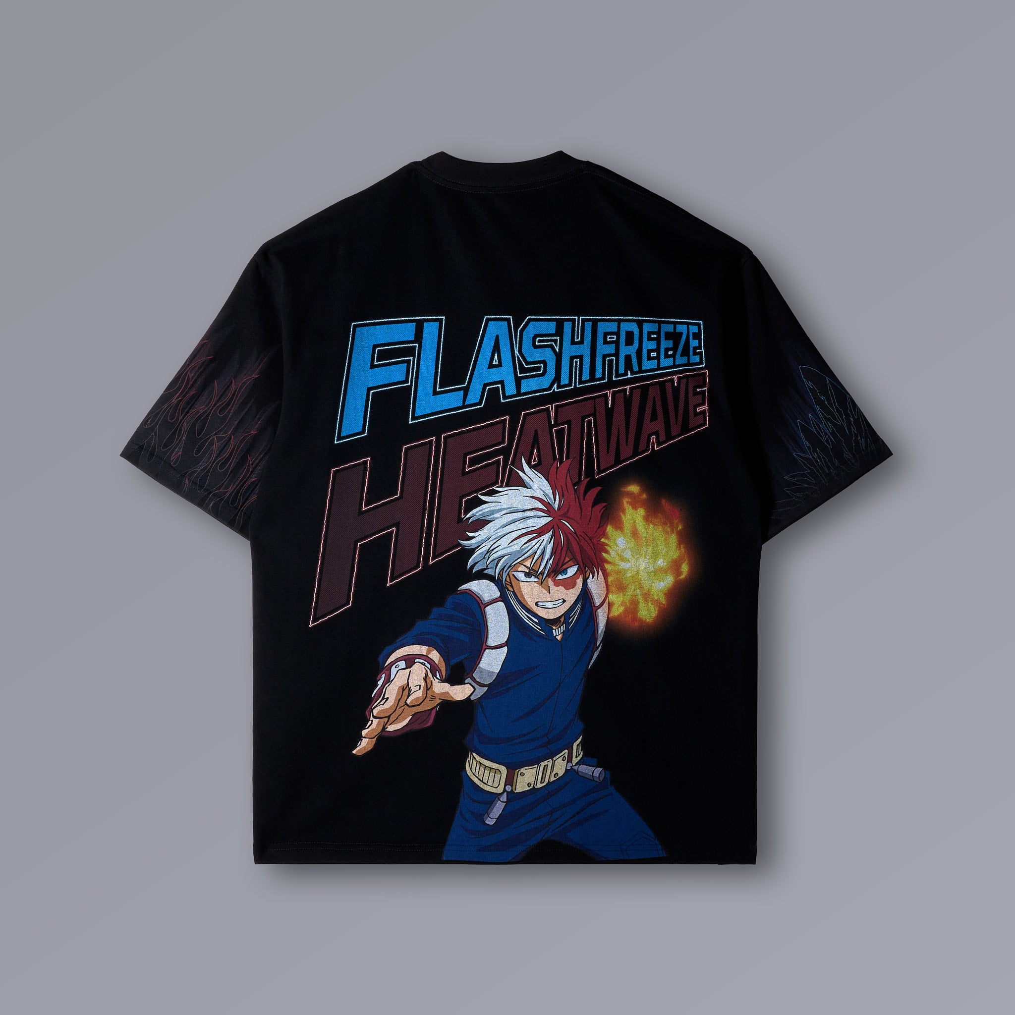 SHOTO oversized heavyweight pump cover with ice and flame graphics