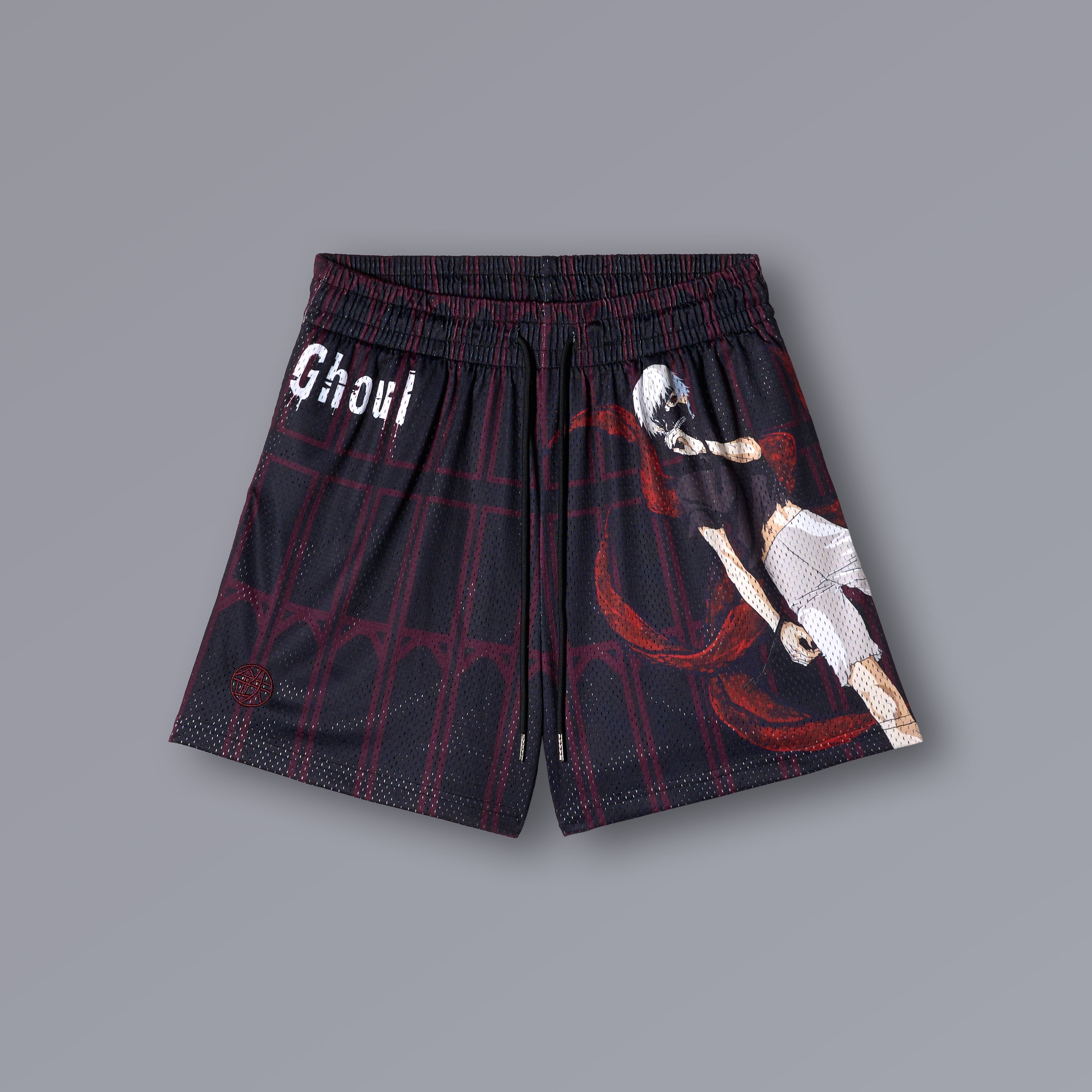 KAGUNE Athletic Shorts with Tokyo Ghoul artwork, 5-inch mesh