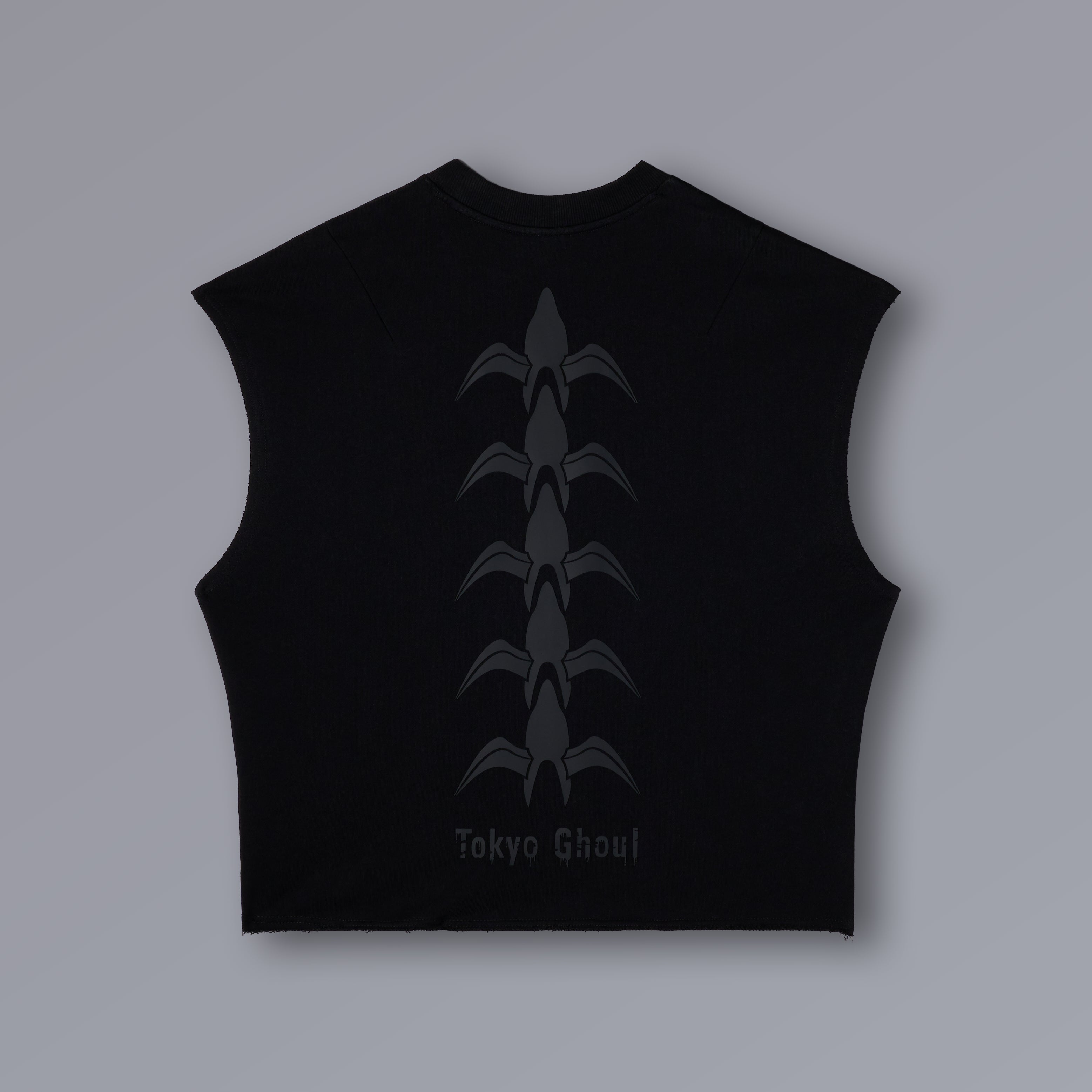 CENTIPEDE Cutoff Tanktop in black with Tokyo Ghoul artwork, cropped fit