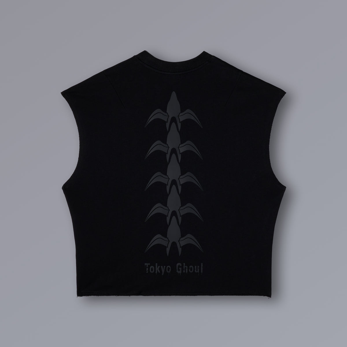 CENTIPEDE Cutoff Tanktop in black with Tokyo Ghoul artwork, cropped fit