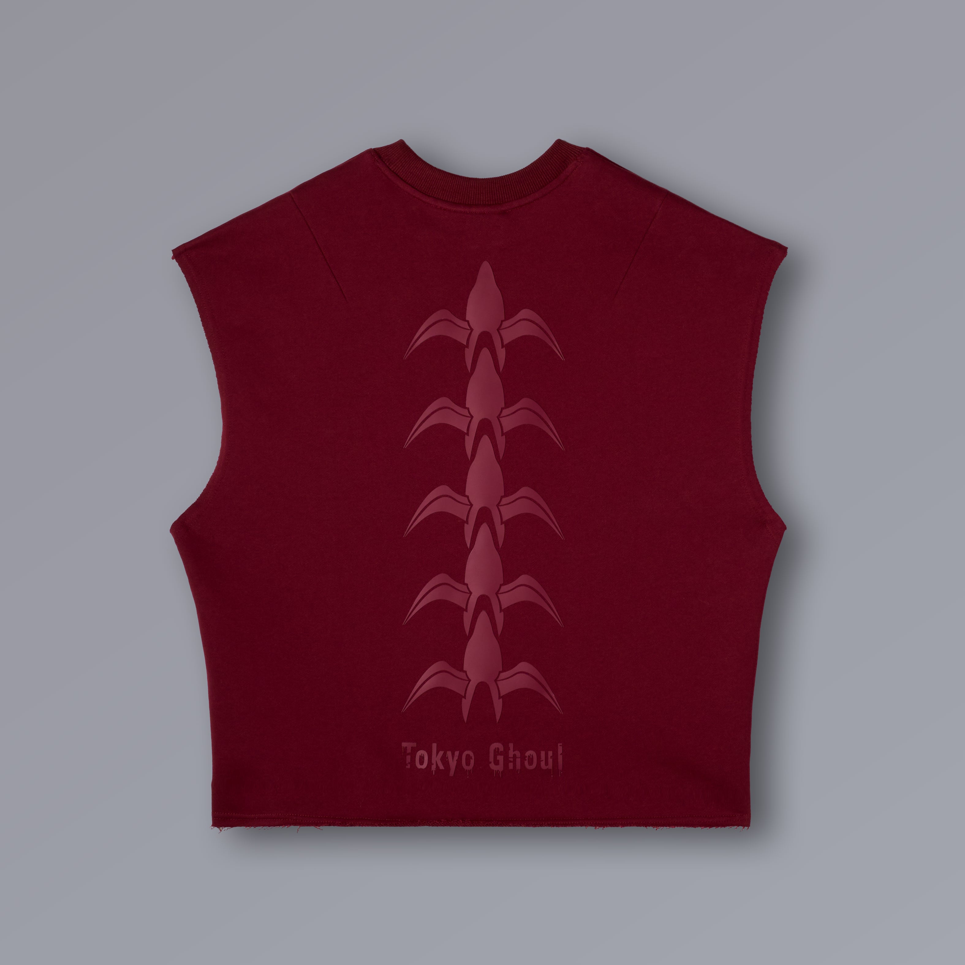 CENTIPEDE Cutoff Tanktop in rust with Tokyo Ghoul artwork, cropped fit