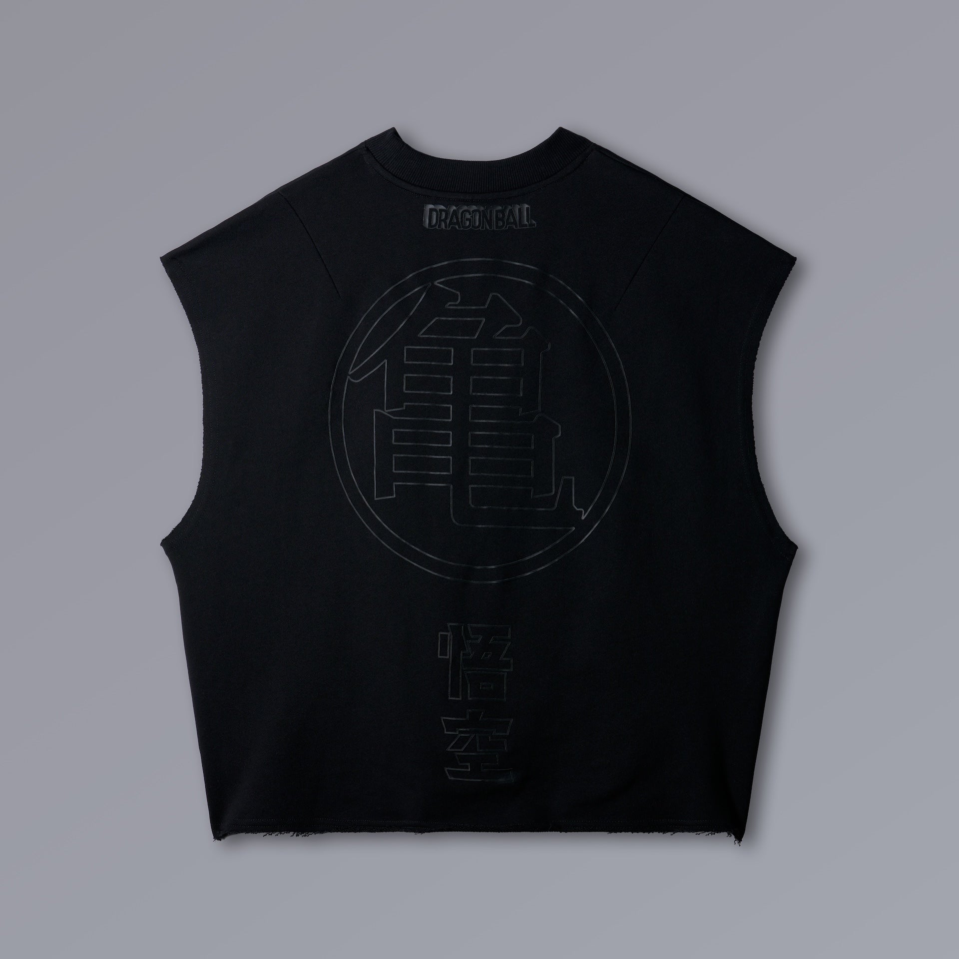 GOKU Cutoff Tanktop in Dragon Ball orange, raw-edge cropped French terry