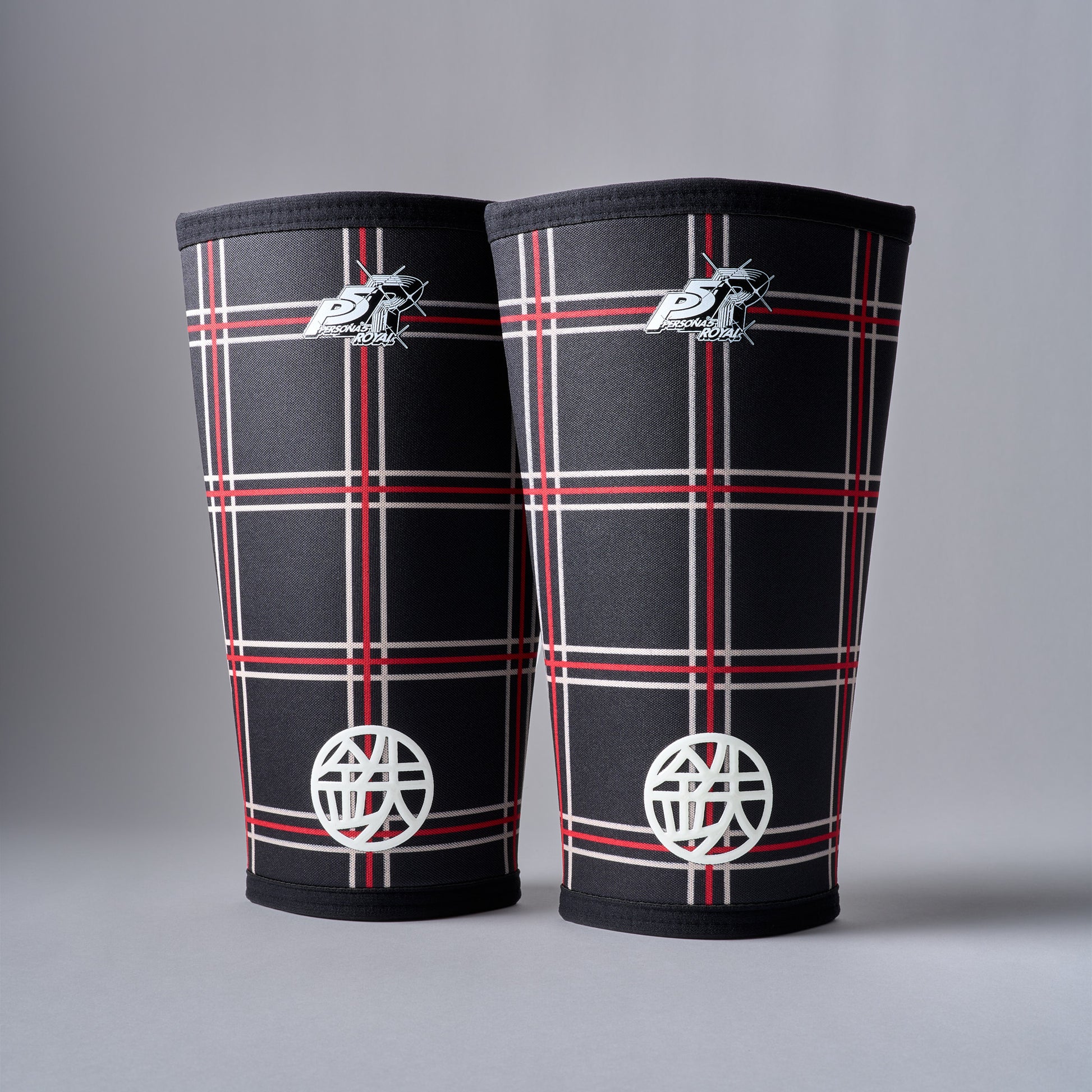 SHUJIN 7mm Persona 5 knee sleeves in red, black and white